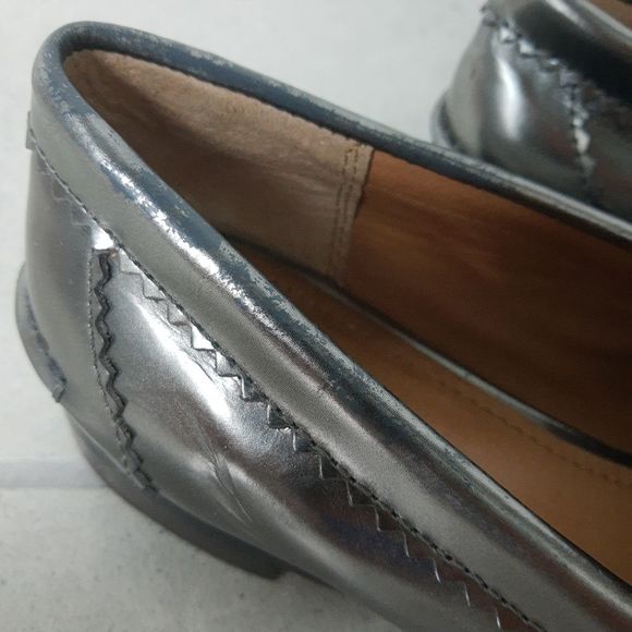 Haydee Silver Pewter Metallic Leather Tasseled Loafers - Picture 8 of 9
